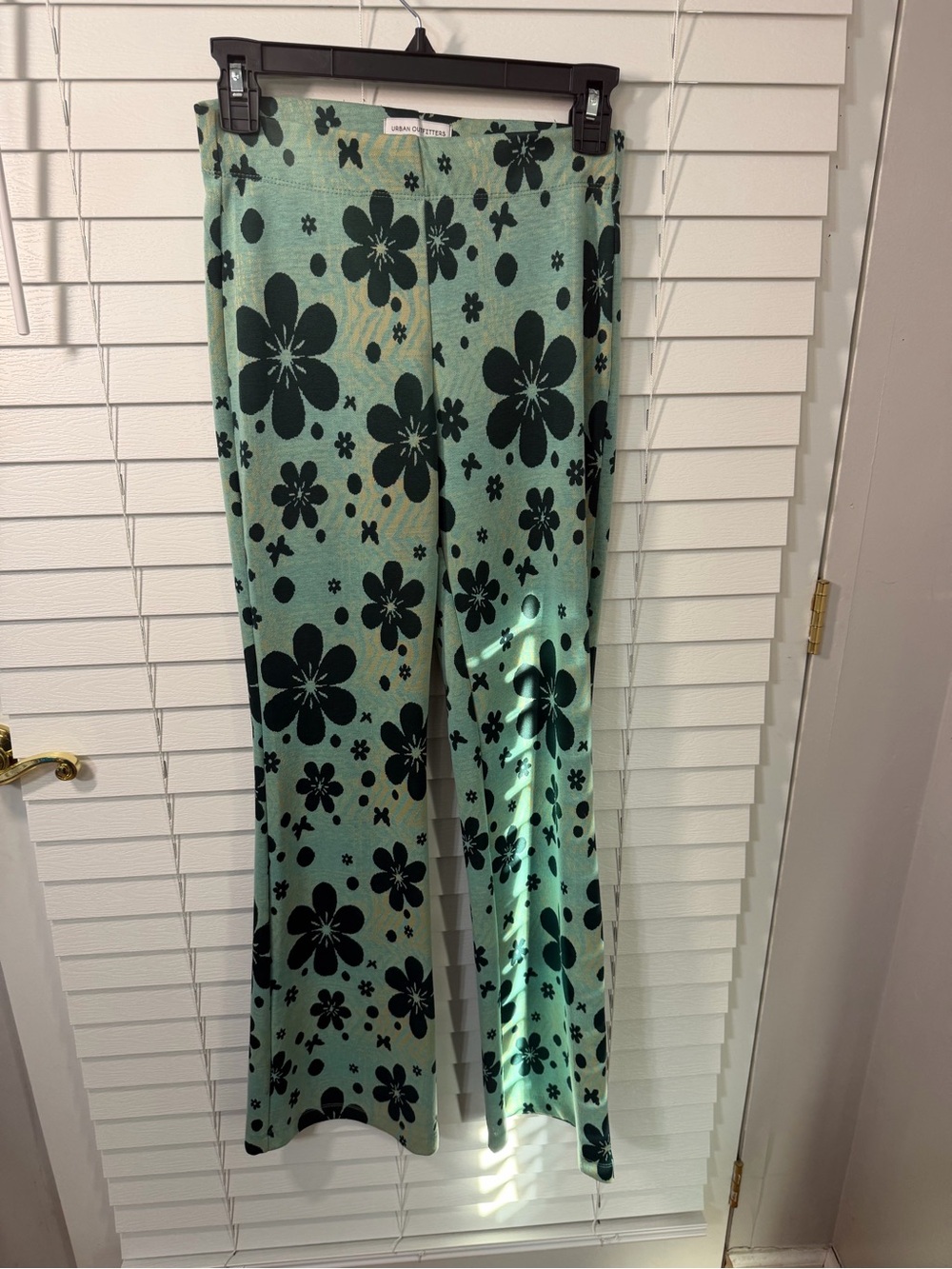 Urban Outfitters Mint Green Floral Wide-Leg Pants